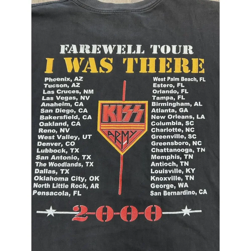 Vintage 2000 Kiss I Was There Farewell Tour Tee T Shirt Black size Large L SF